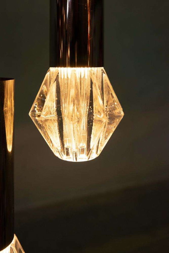 Image 1 of Space age glass pendant lights, 70s minimalist glass pendants