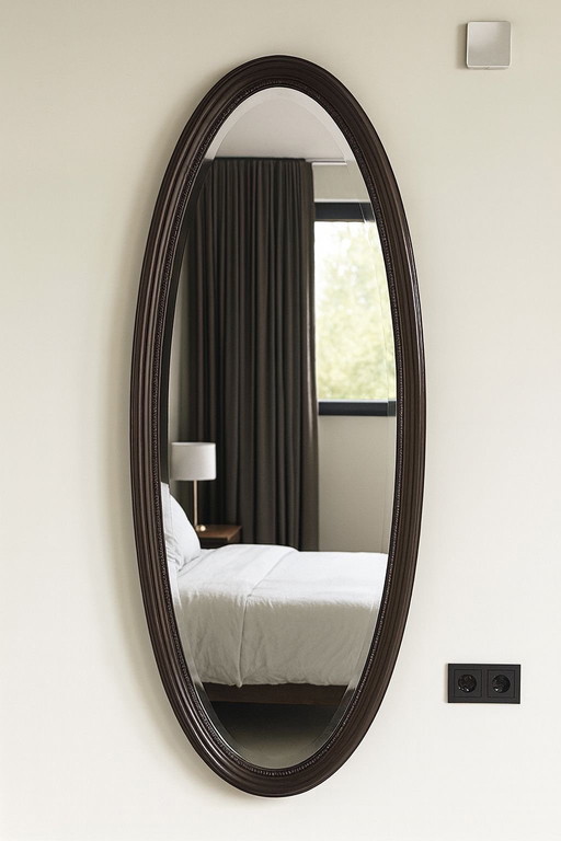 Old Wooden Mirror with Facet Cut Edge