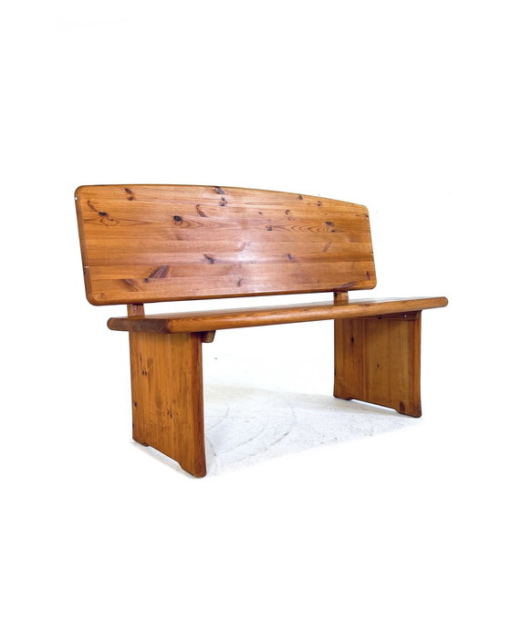 Image 1 of Vintage Brutalist bench in Pine, 1970s