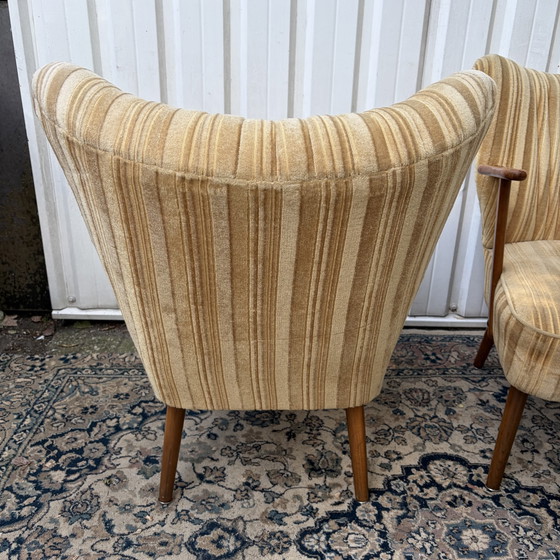 Midcentury Cocktail Armchairs – Textile, Wood (photo 5 of 7)