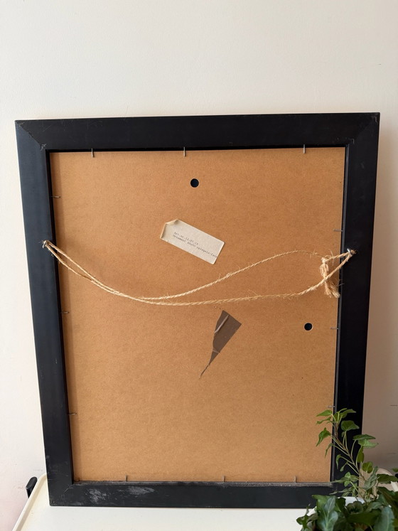 Facet cut vintage mirror with gold-colored frame, Glass, Wood (photo 8 of 8)