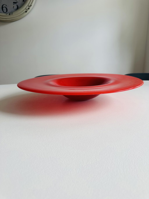 Henry Dean red glass design bowl