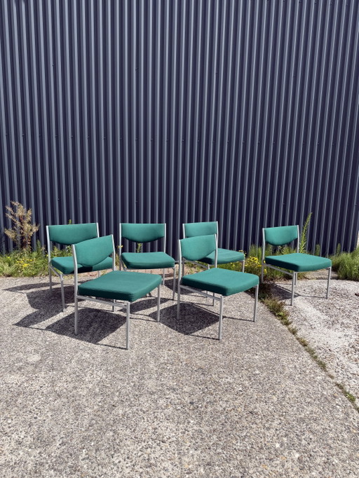 6 x Vintage Eetkamerstoelen Loungestoelen – Metal, Textile (photo 2 of 10)