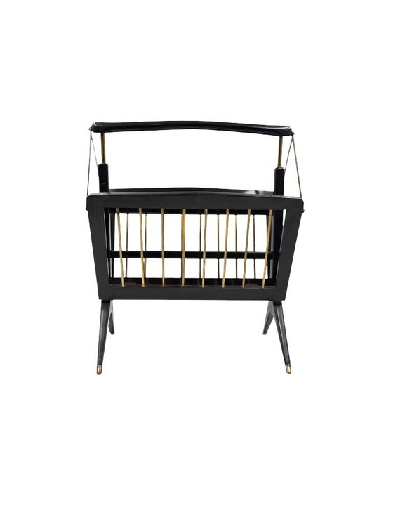 Image 1 of Zeitschriftenständer aus Messing im Mid-Century-Modern-Stil, Ico e Luisa Parisi, Italien, 1950