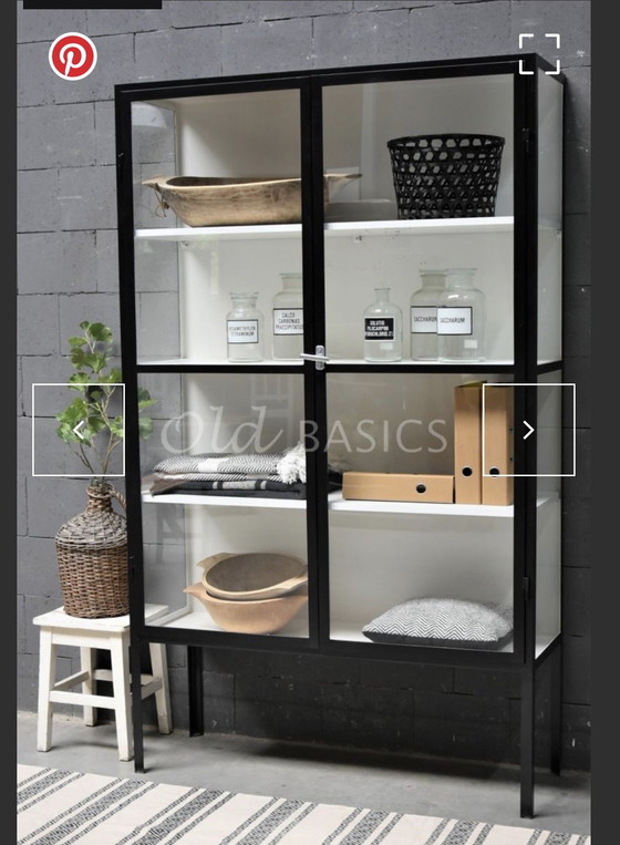 Image 1 of Stalen vitrinekast Old-basics zwart/wit 120x40x200 cm