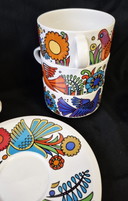 7 tazas de café Villeroy & Boch Acapulco + 2 platillos con logotipo marrón