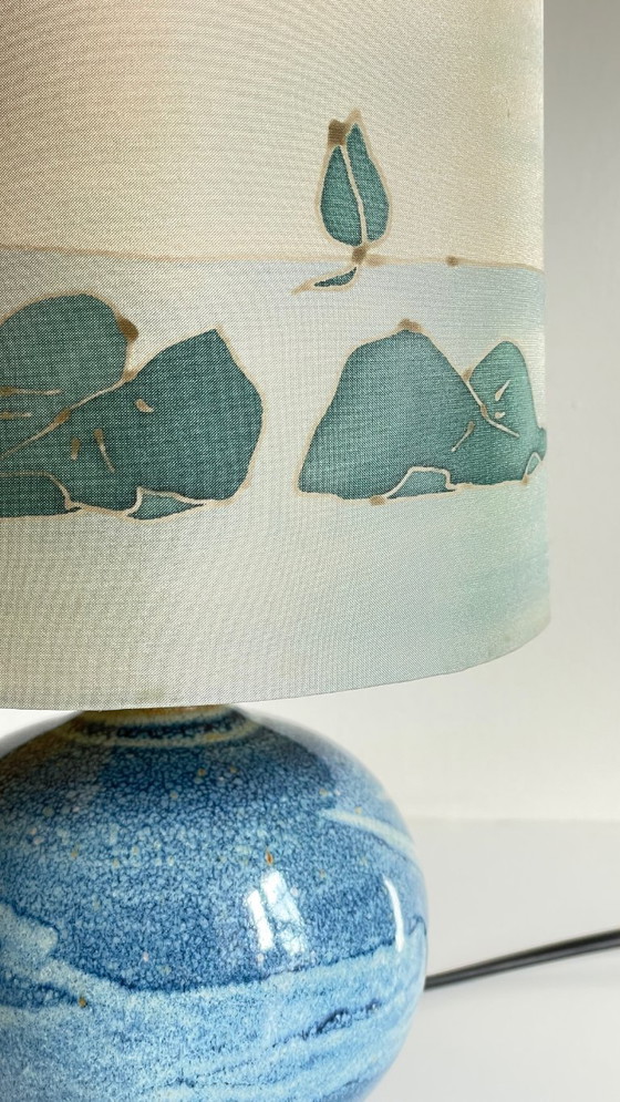 Image 1 of Vintage Ceramic and Silk Lamp
