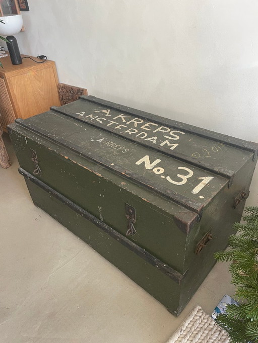 Grande baule da nave/baule da cabina d'epoca