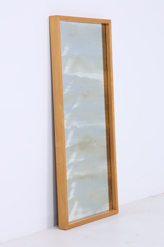 Image 1 of Vintage Spiegel 60s | Mid Century Hangende Spiegel Hout Retro Schuin Vintage #06-06