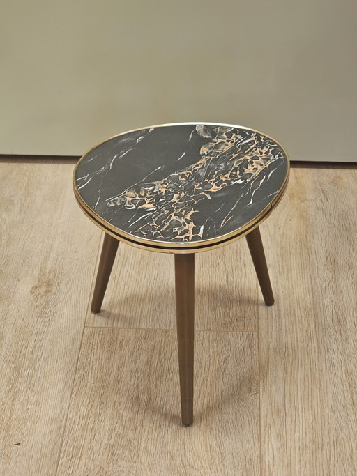 Tavolino da fiori vintage in marmo, tavolino piccolo, tavolino laterale – bijzettafels, Wood