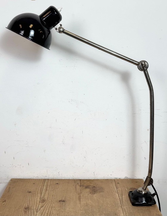 Image 1 of Industrial Workshop Black Enamel Desk Lamp, 1950s