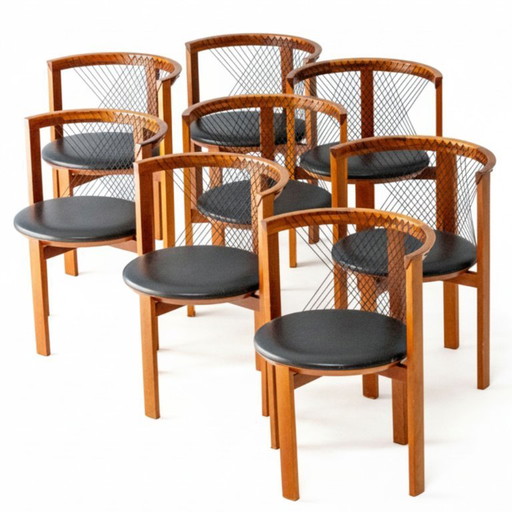 String Chairs by Neils Jørgen Haugesen for Tranekaer, 1980s (Set of 8)