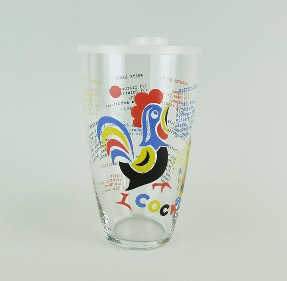 Image 1 of Moderne glazen cocktailshaker uit het midden van de vorige eeuw met recepten uit de jaren 50