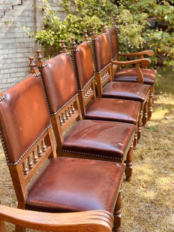 Sedie da castello Sedie da pranzo 6 Rovere vintage Pelle – Legno (photo 6 of 22)