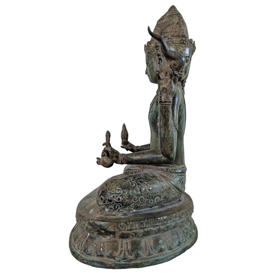 Kosmische Meisterschaft & Schutz – Trimukha Maheshvara – Bildhauerei, Bronze, Gold (photo 7 of 10)