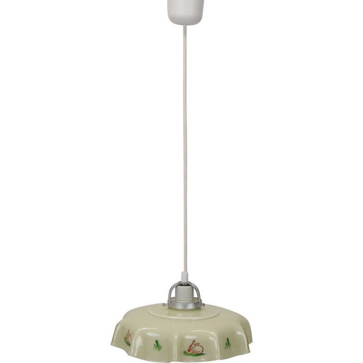 Vintage glazen hanglamp, Tsjecho-Slowakije 1950