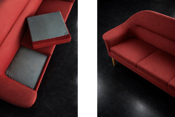 Image 1 of Canapé 3 Places Vintage Élégant Scandinave Moderne Mid-Century Rouge de Bröderna Anderssons, 1950s