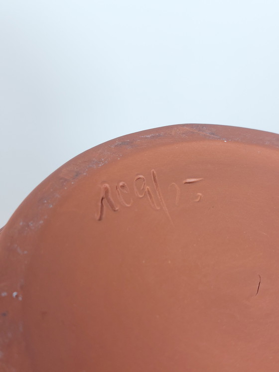 Image 1 of Pair of handmade vintage terracotta handled vases