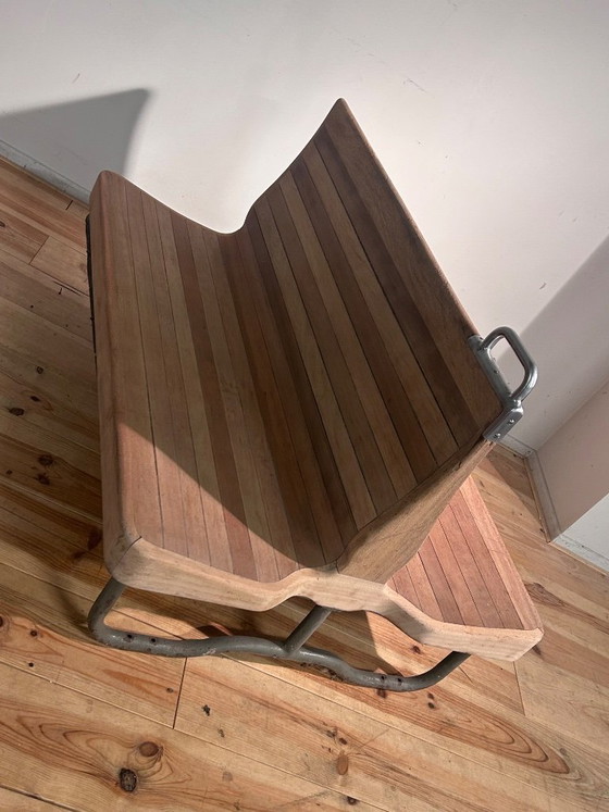 Image 1 of Vintage mid-century train bench