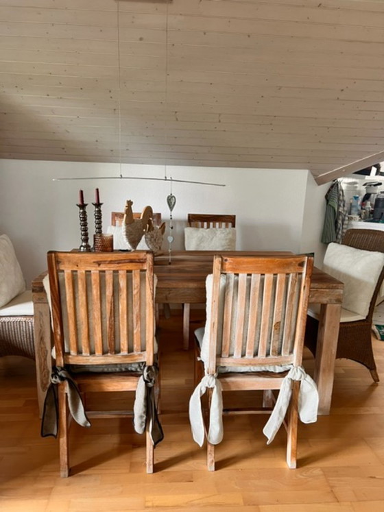 Image 1 of Acacia wood dining set with 6 seats