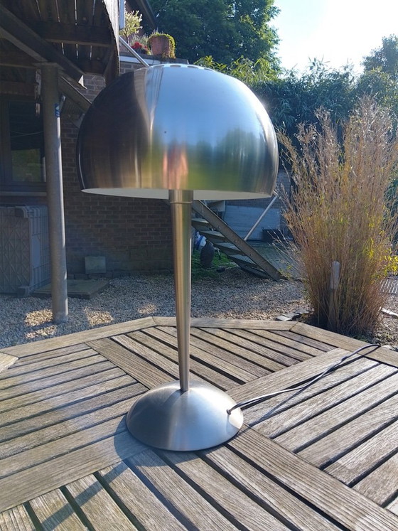 Image 1 of Modern mushroom table lamp in chrome, space age inspiration