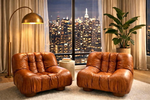 Giuseppe Rossi di Albizzate lounge chairs in leather, Italy – 1970’s