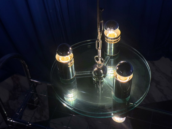 Image 1 of Vintage plafondlamp chroom Sputnik Italië jaren 70 Space Age Brutalis