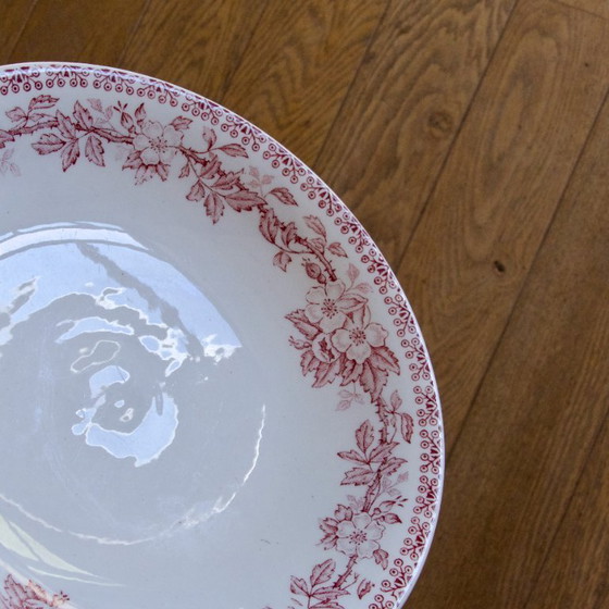 Image 1 of Compotier ancien en faïence terre de fer rose 