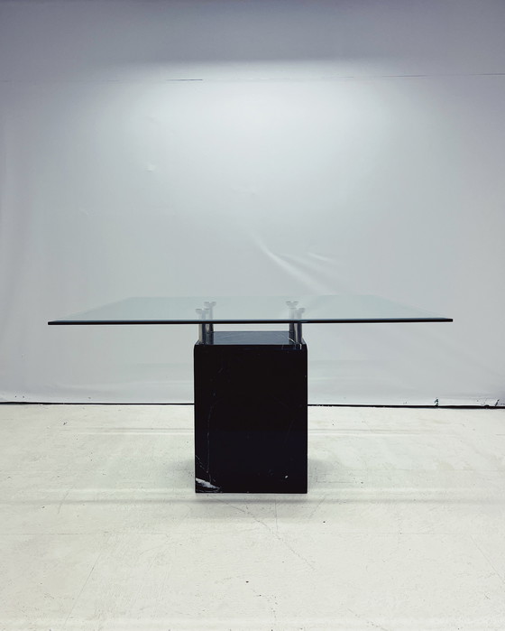 Image 1 of Table de salle à manger vintage Marbre Verre