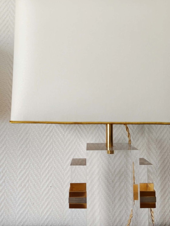 Image 1 of 2x Hollywood Regency Plexiglas Lampen 1970
