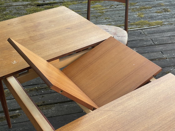 Image 1 of Dining table with 4 upholstered chairs, 1960s