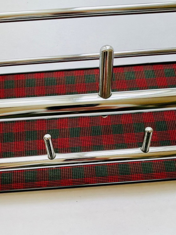 Coat Rack - Sleek Chrome, Red-Green Tartan - Mid-Century Flair, 1960s (photo 7 of 17)
