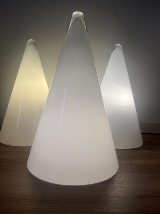 3 lampade vintage in vetro a forma di tipi per SCE Francia anni Settanta – Lampade da tavolo, Glass, Metal (photo 2 of 7)