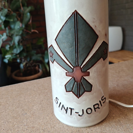 Image 1 of Mid-Century Brutalist Ceramic Table Lamp "St. George" – Belgian Studio Pottery – 1960s/1970s