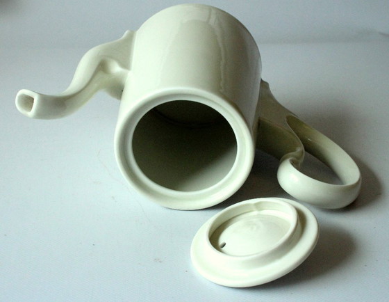 Image 1 of Caffettiera HKE in porcellana di alta qualità con coperchio scaldavivande in metallo argentato.