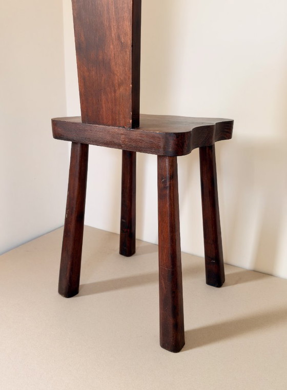 Spanischer Brutalist Sonnenstuhl, Handgeschnitztes Massivholz, Beistellstühle, Braun, Rustic (Foto 6 von 6)