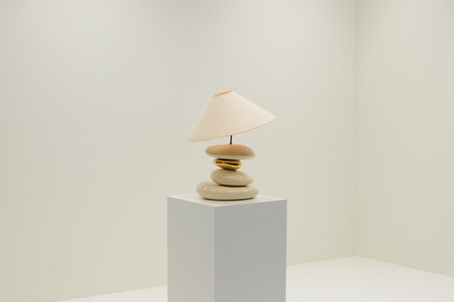 Große Kieselstein-Tischlampe von François Chatain, 1980er Jahre Frankreich.