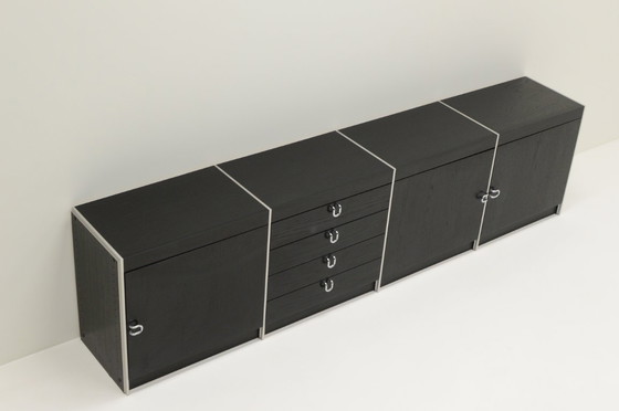 Image 1 of Grande credenza nera e in alluminio di Interlübke, Germania anni '80.