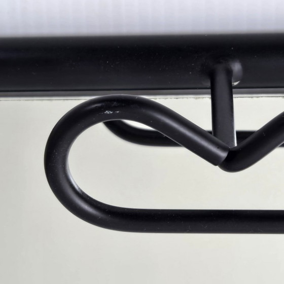 Image 1 of Vintage 1950s Rockabilly Wall-Mounted Coat Rack with Mirror, Black Lacquered Metal