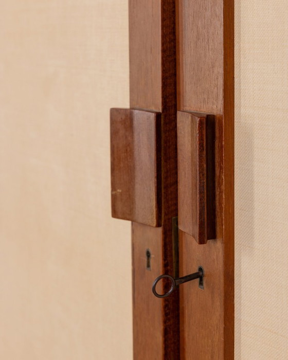 Image 1 of 1960s Italian Design Two-Door Wardrobe in Wood and Fabric