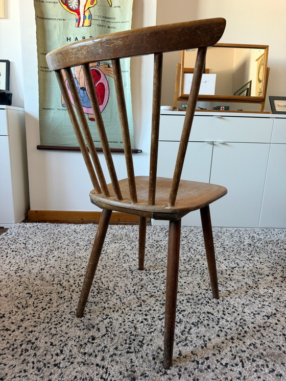 6 spijlenstoelen, Eetkamerstoelen, Hout, Bruin (foto 2 van 5)