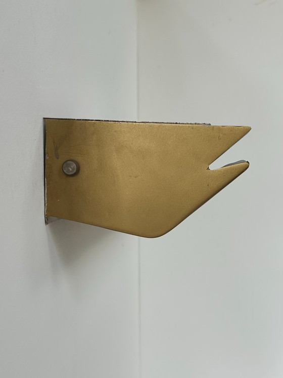 Image 1 of Vintage XL wall light, matte gold metal and perspex, France, 1960