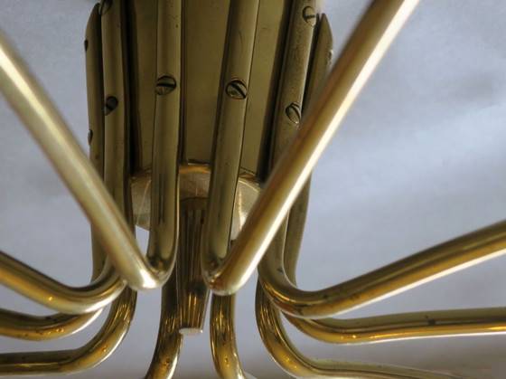 Image 1 of Elliptical Brass and Glass Chandelier by Emil Stejnar for Rupert Nikoll, 1950s