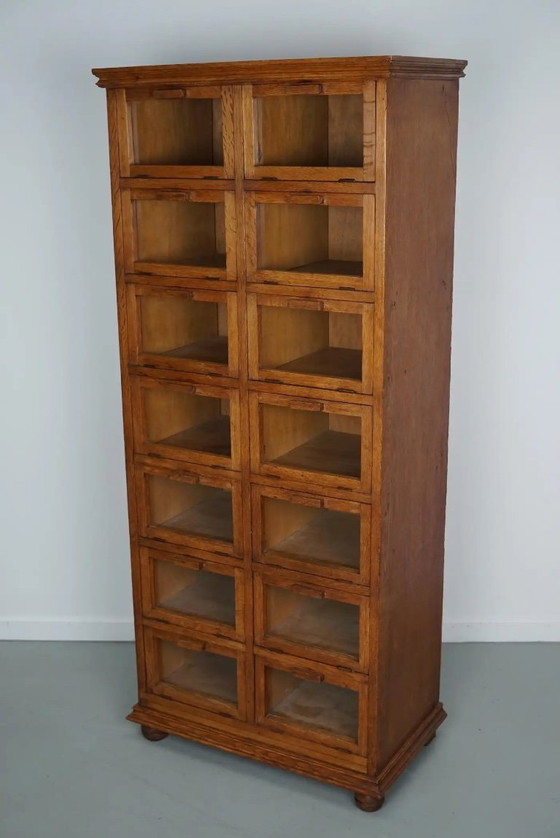 Image 1 of Vintage Dutch oak haberdashery cabinet / display cabinet with hinged doors, 1930s