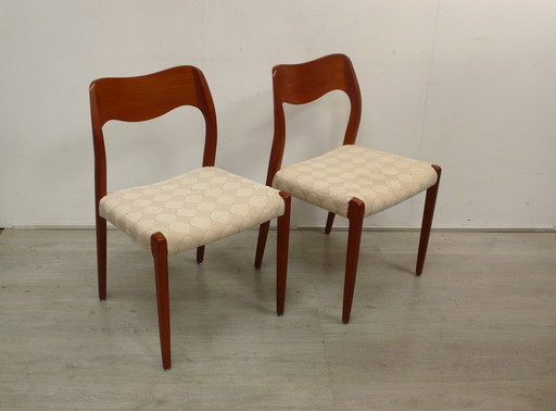 2 Teak Stühle Modell 71 von Niels Otto Mølller Danish Modern Design, JLM Møllers Dänemark, Mid Century Modern 60er