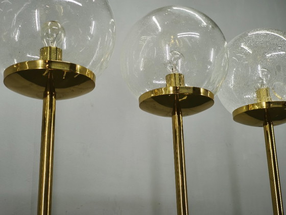 Set aus 4 Space Age Stehleuchten aus Messing und Blasenglas, Kamenický Šenov – Brass (photo 4 of 15)