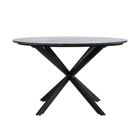 Image 1 of Round marble dining table Ø130 cm – black – design X-leg