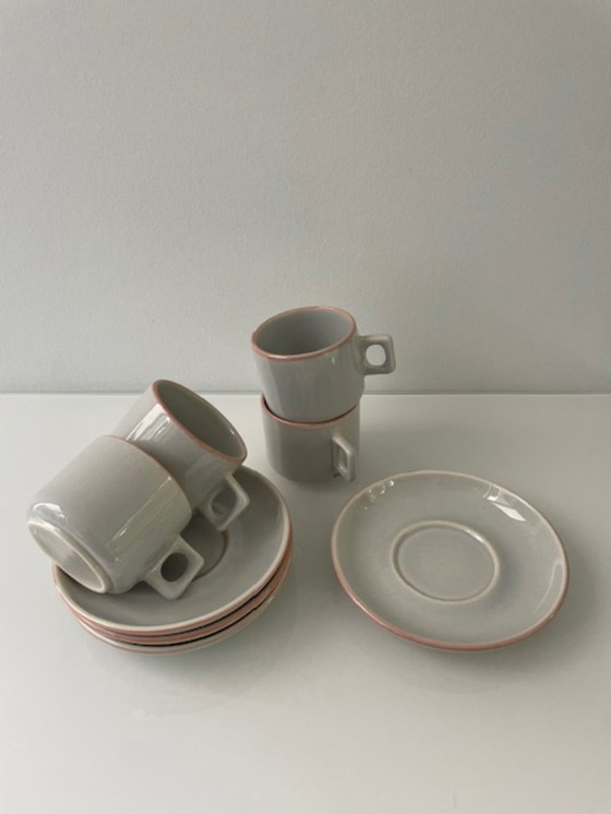 Image 1 of Vintage koffieservies – Huizen Holland Driehoek (5 kop en schotels)