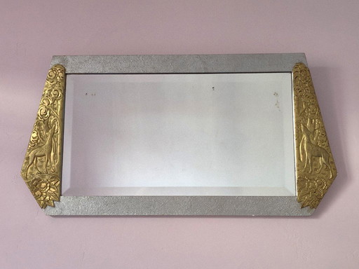 Miroir en bois art déco glace biseautée