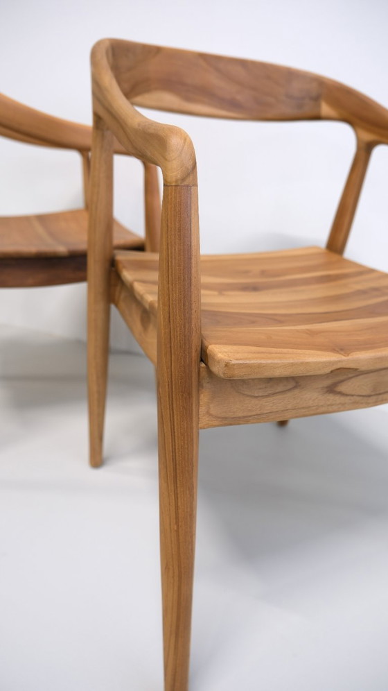 Image 1 of Eetkamerstoelen – massief teak (set van 6)